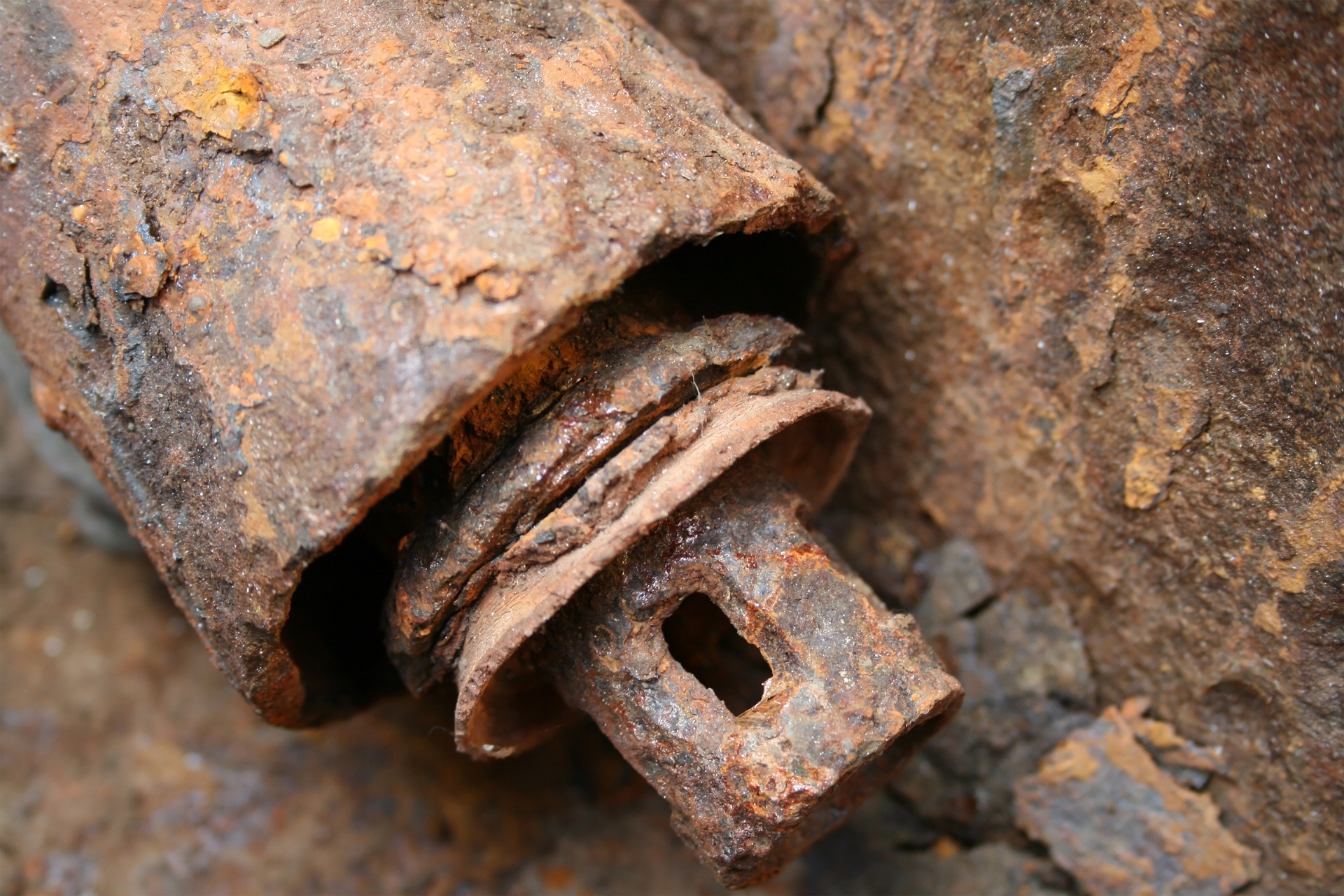 Old broken pipe with plenty of rust